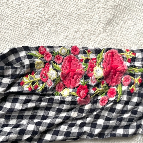 Off-Shoulder Girls Short  Top Plaid Black Size 7 - Picture 6 of 8